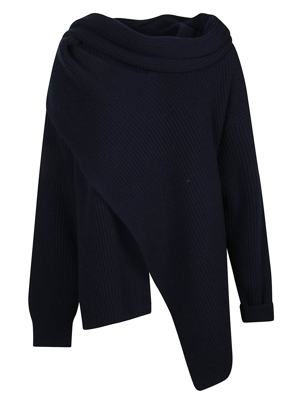 LS JUMPER W DRAPED SCARF NECK