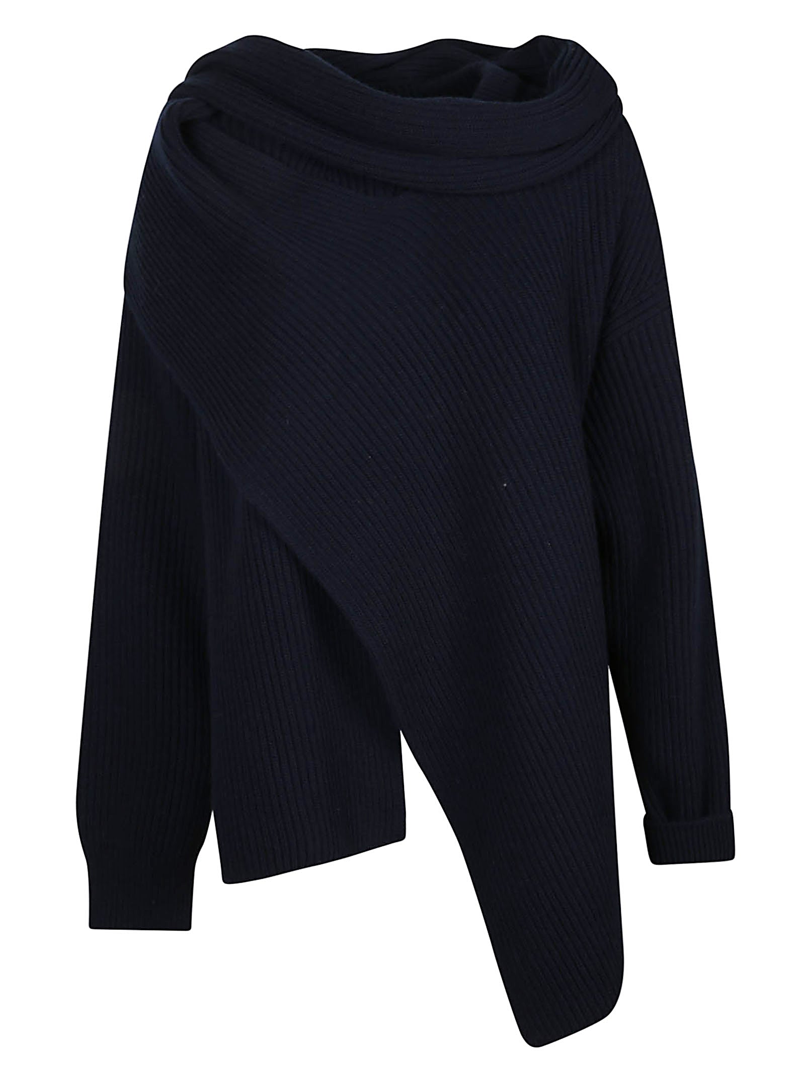 LS JUMPER W DRAPED SCARF NECK