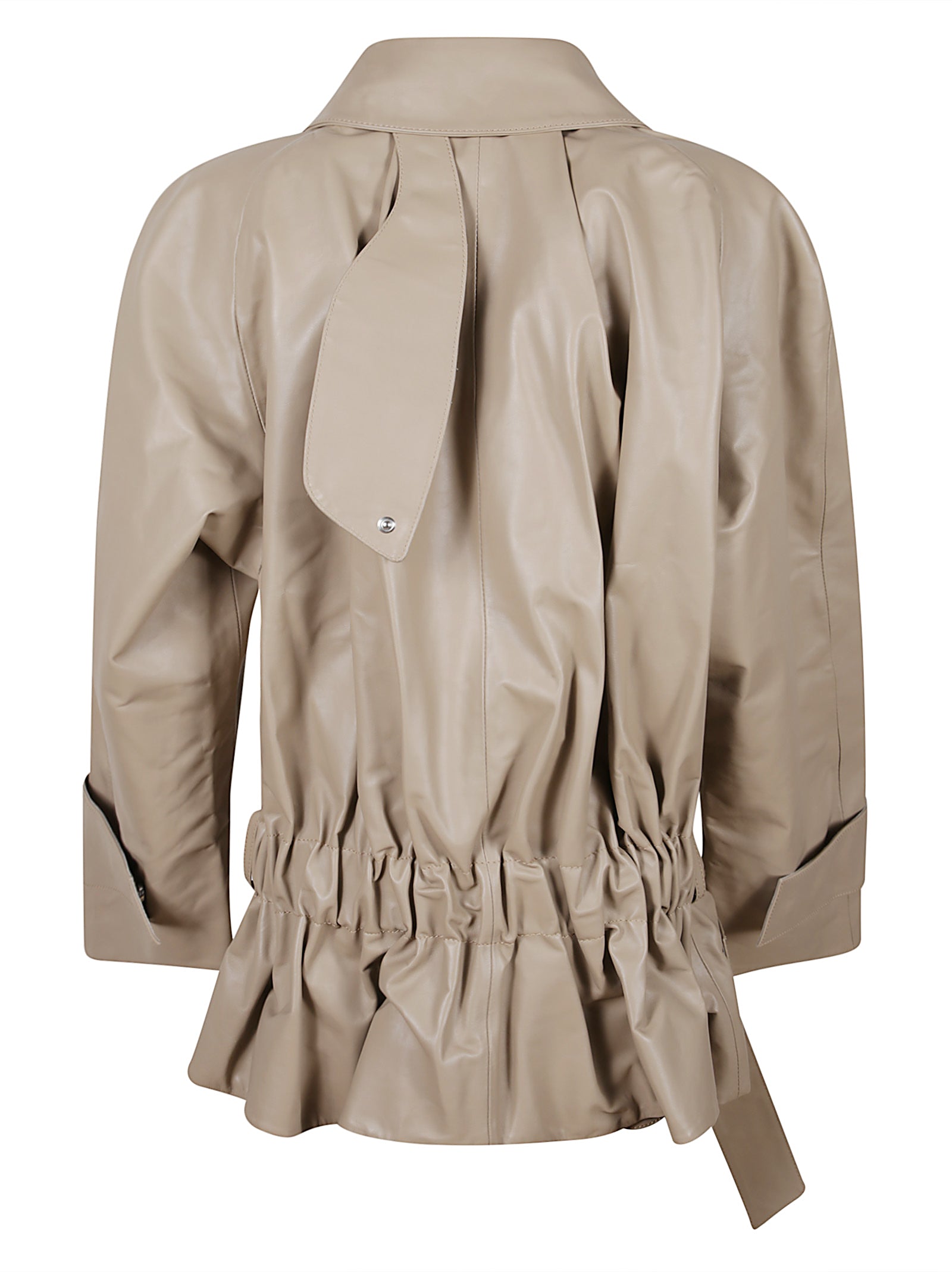 CROPPED BELTED LEATHER TRENCH