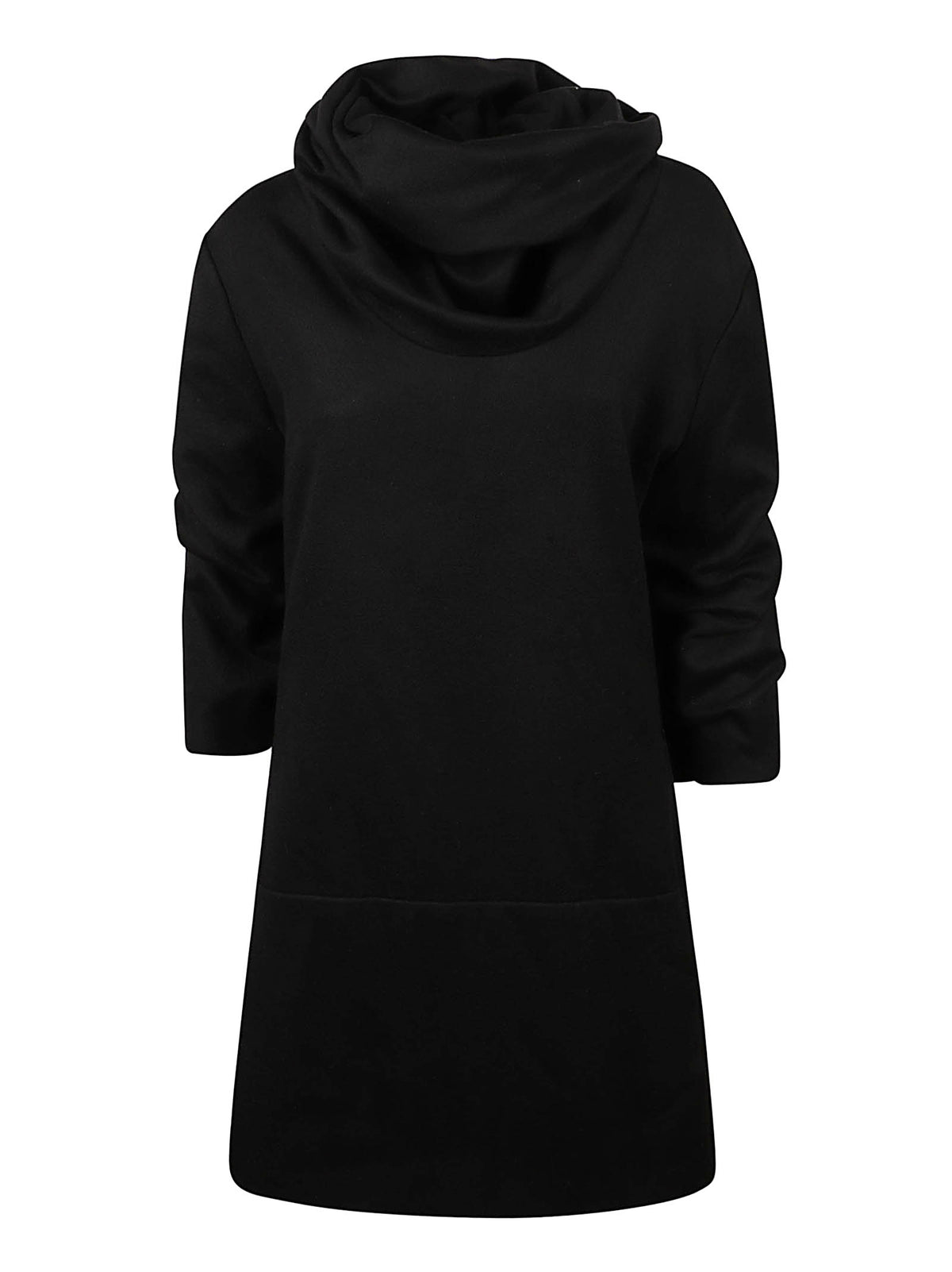 RUCHED HIGH NECK DRESS WOOL