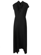 HIGH NECK DRAPED MIDI DRESS