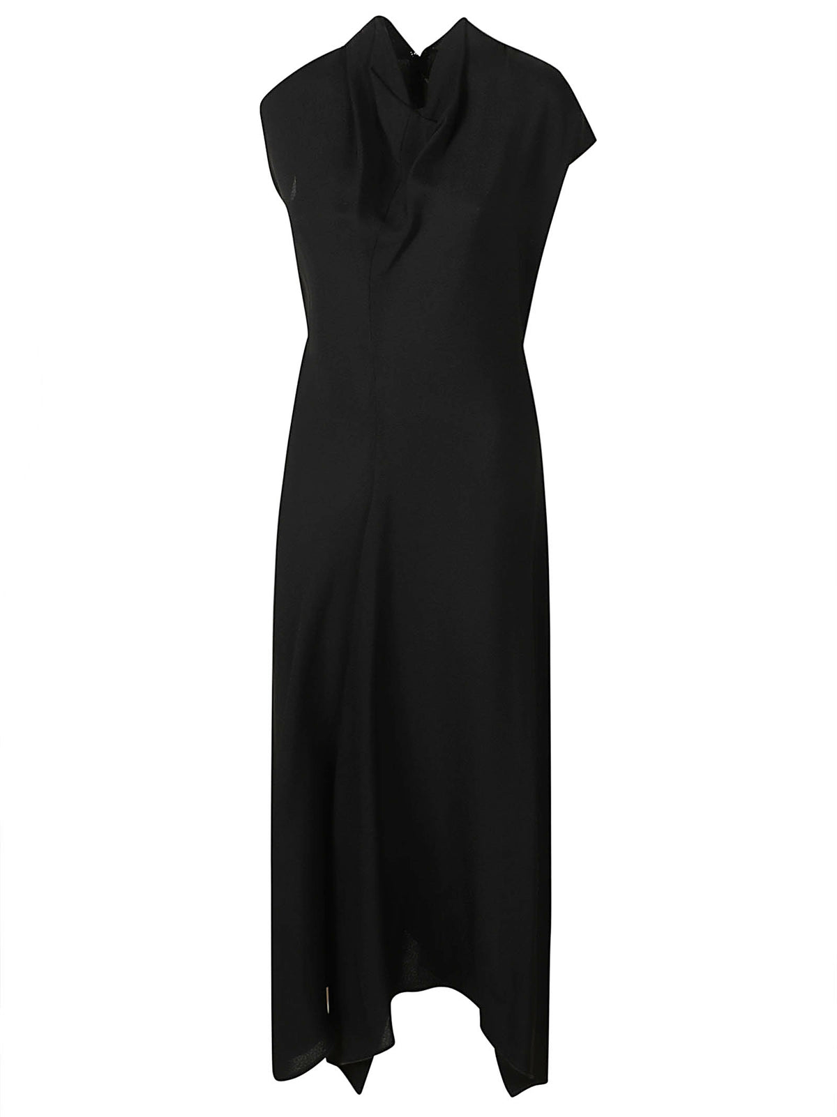 HIGH NECK DRAPED MIDI DRESS