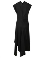 HIGH NECK DRAPED MIDI DRESS
