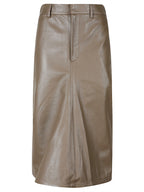 KICK DETAIL LEATHER SKIRT