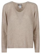 LADIES PLAIN KNITTED VNECK SWEAT