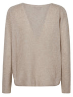 LADIES PLAIN KNITTED VNECK SWEAT